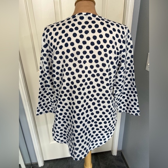 Hester & Orchard Linen Blend Polka Dot Popover Blouse - Picture 5 of 9